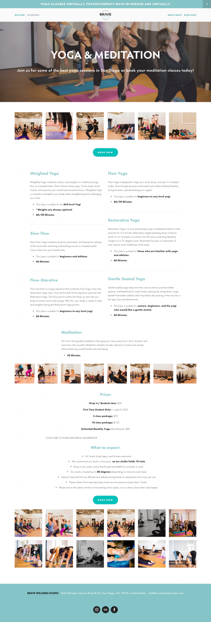 beautiful yoga studio squarespace website design 3