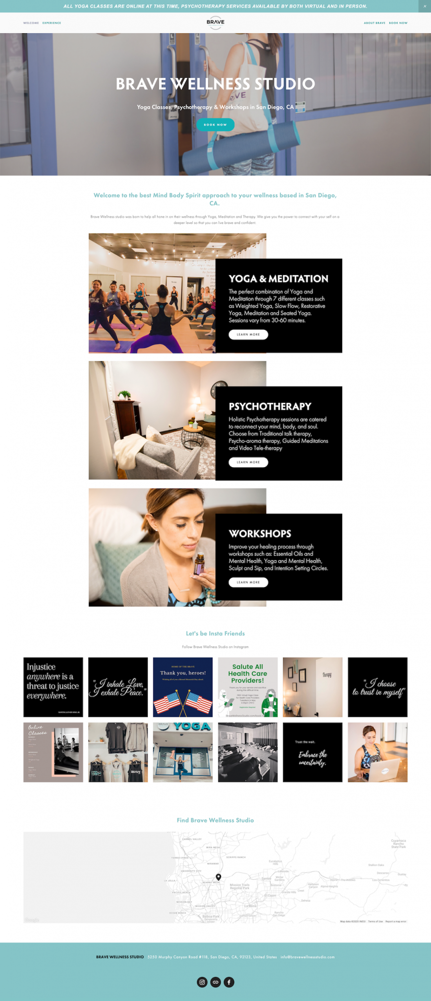 beautiful yoga studio squarespace website design